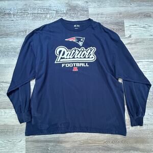NFL Team Apparel Patriots Long Sleeve Shirt Navy 2XL Cotton Football